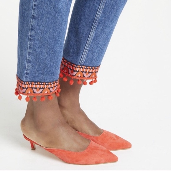 Boden Blue Cambridge Pom Pom Jeans Size 2 R - Picture 2 of 8